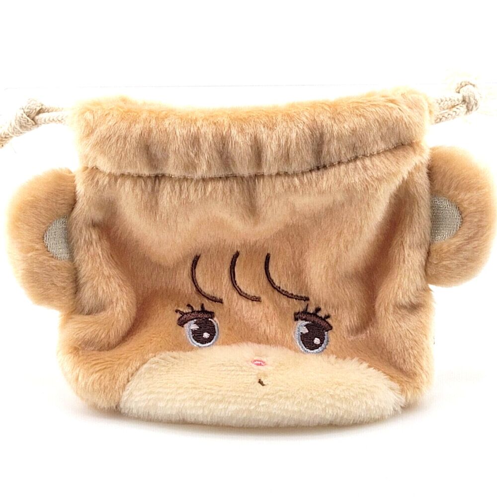 Latte - Mikko Illustrations Brown Fluffy Drawstring Bag